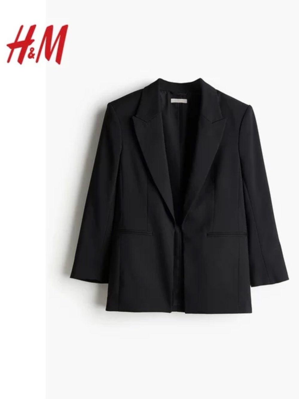 H&M Black 3/4 Sleeve Tailored Blazer NWOT US L
